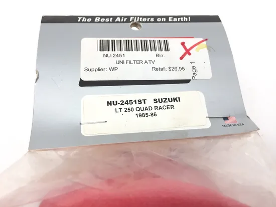NOS UNI Air Filter NU-2451ST for 1985-1986 Suzuki Quadracer 250 2x4