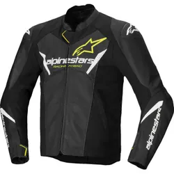 Alpinestars Adult Men Faster v3 Airflow Leather Jacket 50 Black White Fluorescent Yellow
