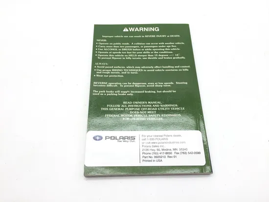 Owners Manual 2006 Polaris Ranger 500 4X4 3286