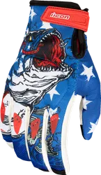 Icon Hooligan American Basstard Gloves Adult 3XL Blue White