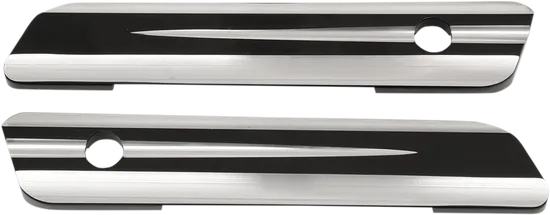 DS Chrome and Black Billet Aluminum Saddlebag Hinge Covers