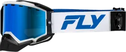 Fly Racing White Blue Adult Zone Elite Snow Goggle Dual Blue Mirror Polarized