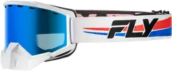 Fly Racing Red White Blue Adult Focus Snow Goggle Dual Blue Mirror