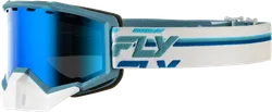 Fly Racing White Blue Adult Focus Snow Goggle Dual Blue Mirror