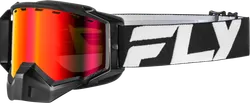 Fly Racing Black White Adult Zone Snow Goggle Dual Red Mirror
