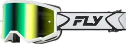 Fly Racing White Black Adult Zone Goggle Dual Green Mirror