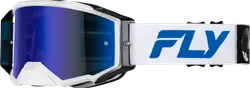Fly Racing White Blue Adult Zone Pro Goggle Single Blue Mirror