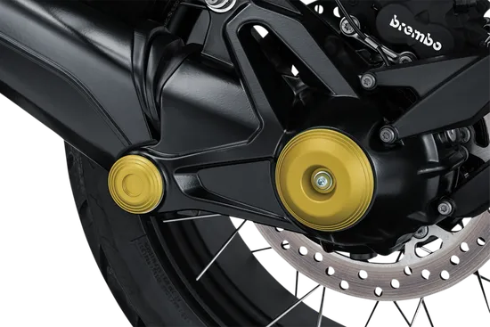 Kuryakyn Lodestar Rear Axle Sliders Gold Crash Guards Protectors