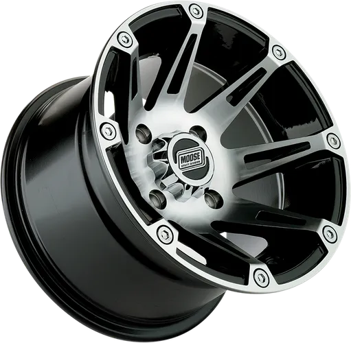 Wheel - 387X - Rear - Machined Black - 12x8 - 4/110 - 2+6 8