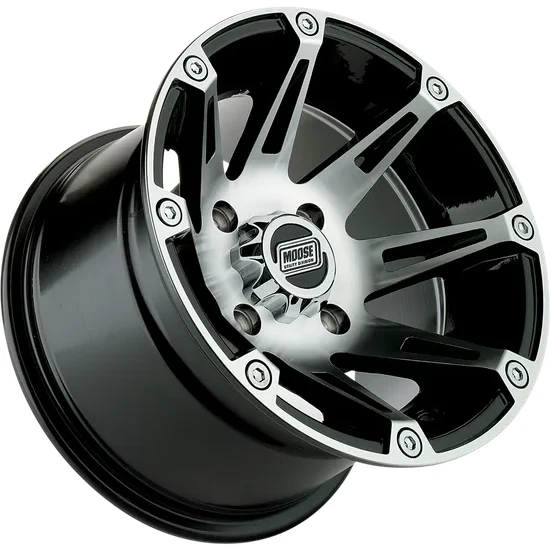 Wheel - 387X - Rear - Machined Black - 12x8 - 4/110 - 2+6 5