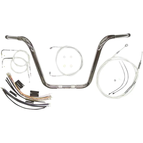 Magnum 1.25in. Caliber Ape Hanger Handlebar Install Kit Chrome 16in. 2