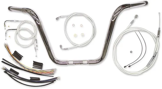 Magnum 1.25in. Caliber Ape Hanger Handlebar Install Kit Chrome 16in.