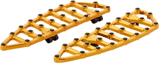 Arlen Ness MX Grip Billet Driver Floorboards Gold Pair