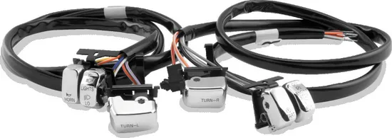 Twin Power Chrome Handle Bar Switch Kit w 48 Wire Leads 1