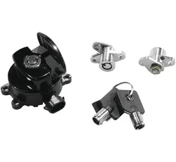 BC Black Ignition Switch and Saddlebag Lock Kit Matching Keys Harley Road King