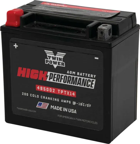 Twin Power High Performance Factory Activated AGM Battery YTX14 2