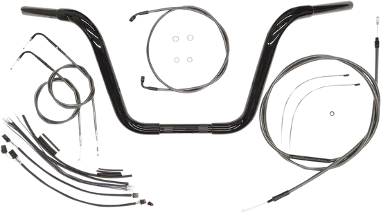 Magnum 1.25in. Caliber Ape Hanger Handlebar Install Kit Black 14in.