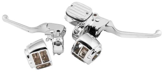 BC Chrome Handle Bar Controls Kit .56" Bore No Switches for Harley-Davidson