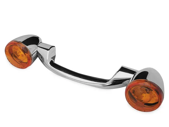 BC Chrome Rear Turn Signal Marker Light Bar Amber Lens Harley Touring Softail 1