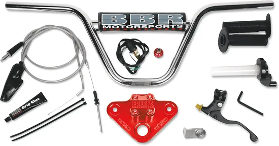 BBR MX Handlebar Kit Red with Controls Levers Cables