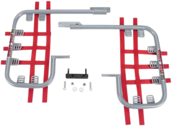 DG Steel Nerf Crash Bars Rock Tree Sliders Silver Red