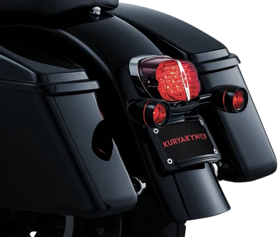 Kuryakyn Gloss Black Rear Turn Signal Bar Bullet Light Red Lens