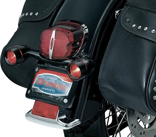 Kuryakyn Gloss Black Rear Turn Signal Bar Bullet Light Red Lens