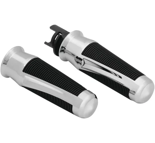 Kuryakyn Phantom Grooved Aluminum Handlebar Grips Pair Chrome