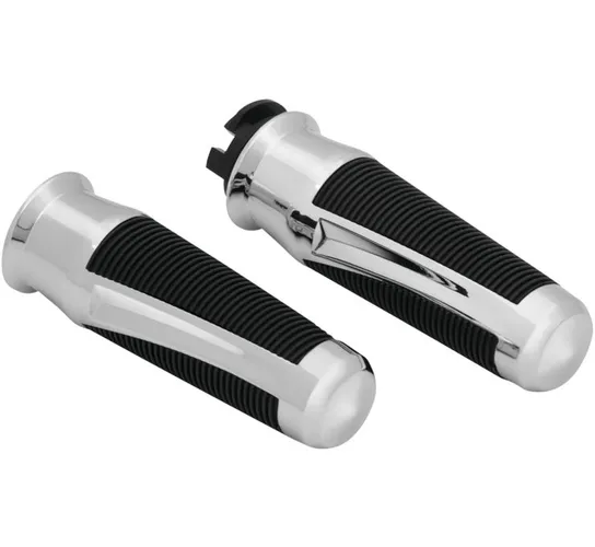 Kuryakyn Phantom Grooved Aluminum Handlebar Grips Pair Chrome