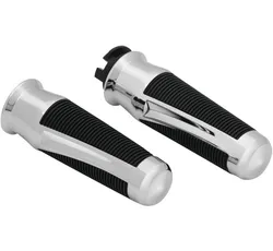 Kuryakyn Phantom Grooved Aluminum Handlebar Grips Pair Chrome