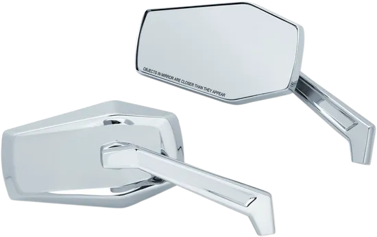 Kuryakyn Hex Wide Angle Side Mirrors Convex Glass Chrome Pair