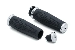 Kuryakyn Hex Aluminum Handlebar Grips Pair Chrome Dual Cable