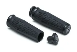 Kuryakyn Hex Aluminum Handlebar Grips Pair Black Dual Cable