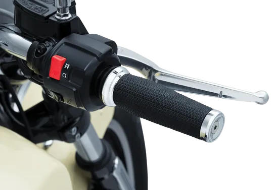 Kuryakyn Thresher Handlebar Grips Pair Chrome Knurled Rubber