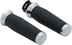 Kuryakyn Thresher Handlebar Grips Pair Chrome Knurled Rubber