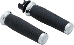 Kuryakyn Thresher Handlebar Grips Pair Chrome Knurled Rubber