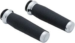 Kuryakyn Thresher Handlebar Grips Pair Chrome Knurled Rubber