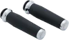 Kuryakyn Thresher Handlebar Grips Pair Chrome Knurled Rubber