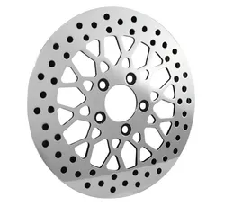 BC Front Brake Rotor Disc Mesh Style Polished for Harley Dyna Softail Touring