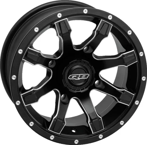 QuadBoss Matte Black Grinder Front Wheel Rim 4110 5+2 12x7