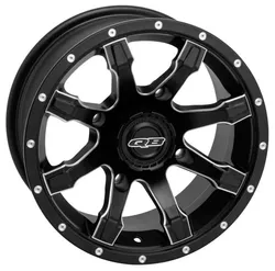QuadBoss Matte Black Grinder Front Wheel Rim 4110 5+2 12x7
