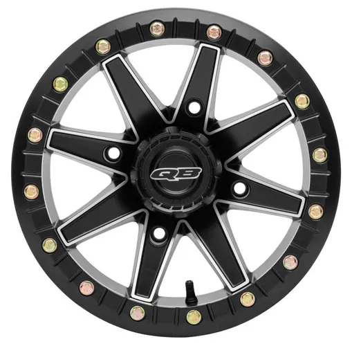 QuadBoss Matte Black Boss Lock Front Wheel Rim 4156 4+3 14x7