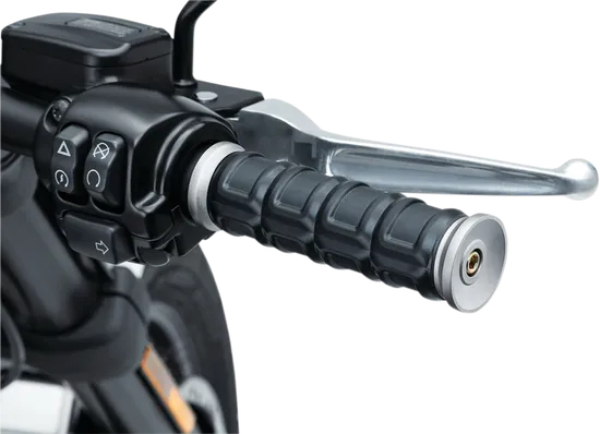 Kuryakyn Dillinger Handlebar Grips Pair Silver Ribbed Rubber