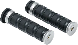 Kuryakyn Dillinger Handlebar Grips Pair Silver Ribbed Rubber