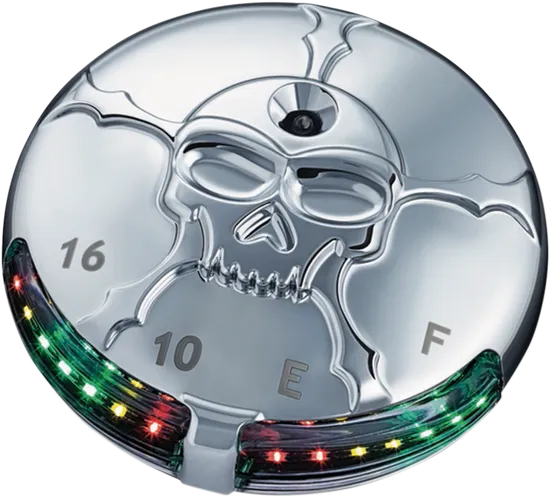 Kuryakyn Zombie Chrome LED Gas Petrol Fuel Battery Gauge