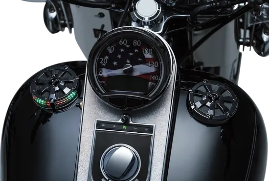 Kuryakyn Alley Cat Black LED Gas Petrol Fuel Battery Gauge 3in.