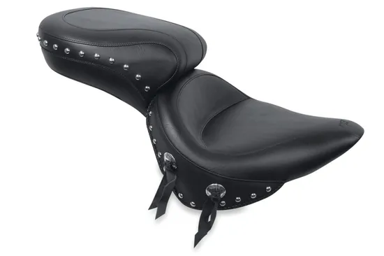 Mustang Black Studded 2Up Wide Touring 1Pc Seat w Conchos