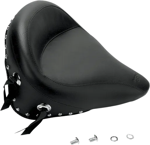 Mustang Black Studded Wide Touring Solo Driver Seat w Conchos