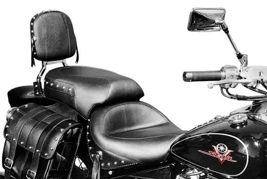 Mustang Black Studded 2 Up Wide Touring 1pc Seat