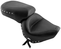 Mustang Black Studded 2 Up Wide Touring 1pc Seat